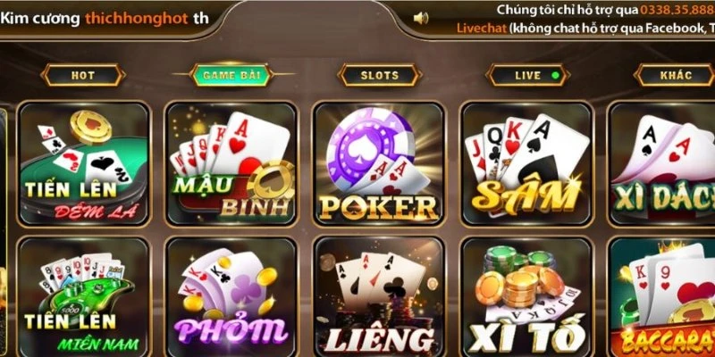 Chọn game bài để chơi